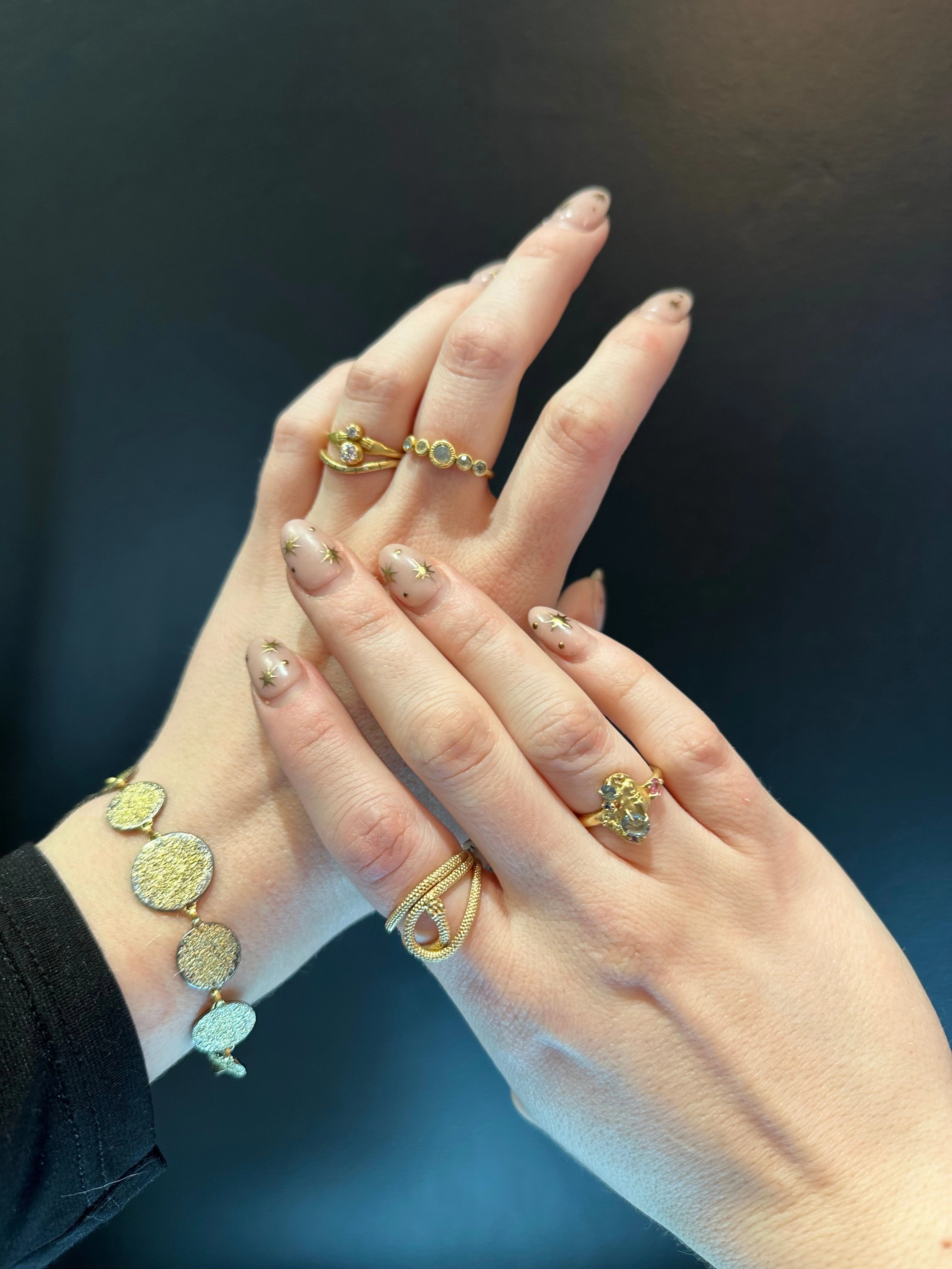 Dusted Everyday Bracelet - 18k/22k, Oxidized Silver Medium Soft Features