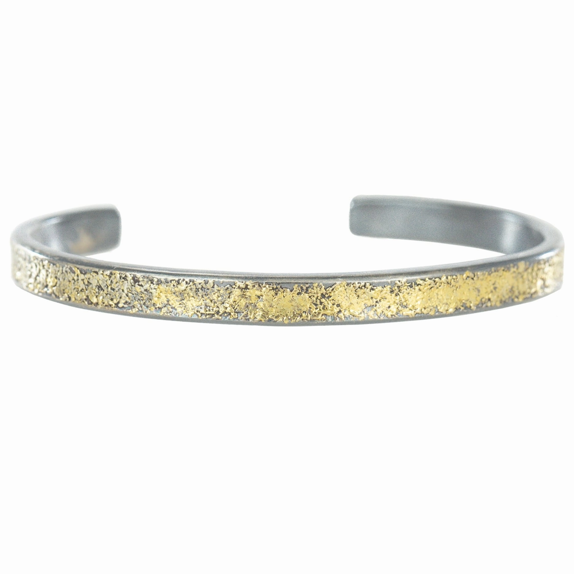 Sophisticated Sparkle Handmade Shine Pieces Dusted Narrow Cuff - 22k/18k Gold, Oxidized Silver