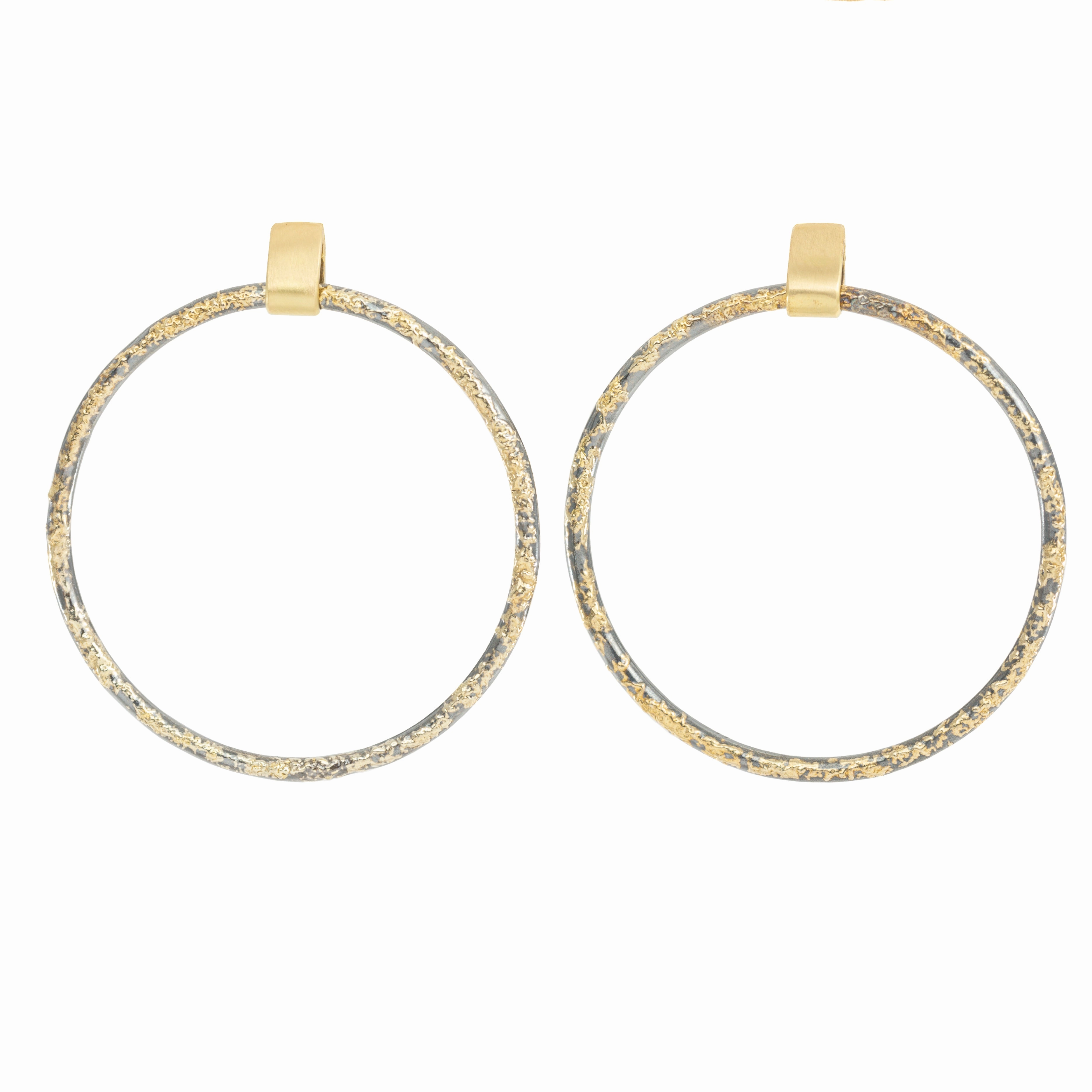 Dusted Orb Front-Facing Hoops - 22k/18k Gold, Oxidized Silver party accessory Everyday Touch