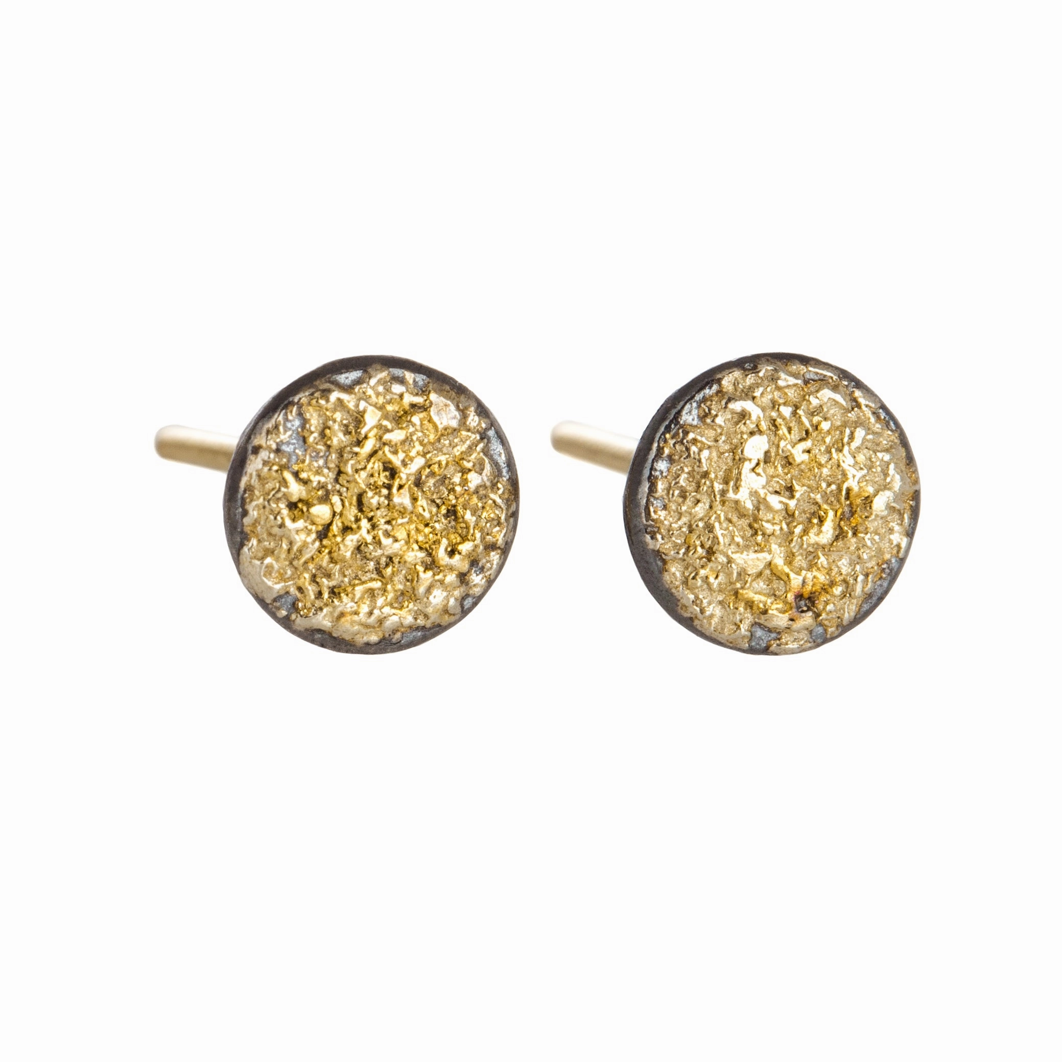 Dusted Pebble Studs - 22ky, 18ky, Oxidized Silver   VS Diamonds Refined Gifts