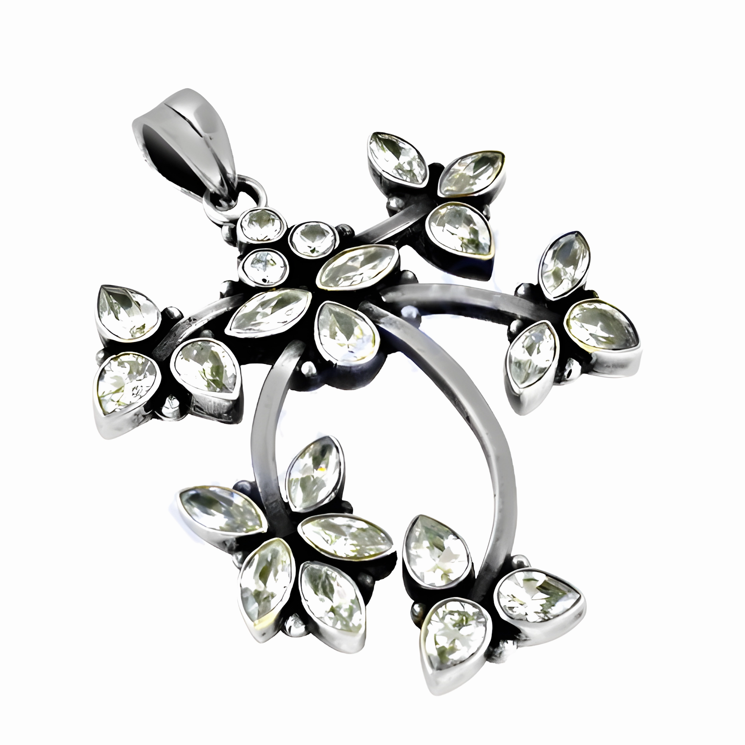 Elegant Silver Pendant with Cubic Zirconia | White CZ Pendant Regional Piece Statement Look