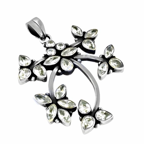 Elegant Silver Pendant with Cubic Zirconia | White CZ Pendant Regional Piece Statement Look