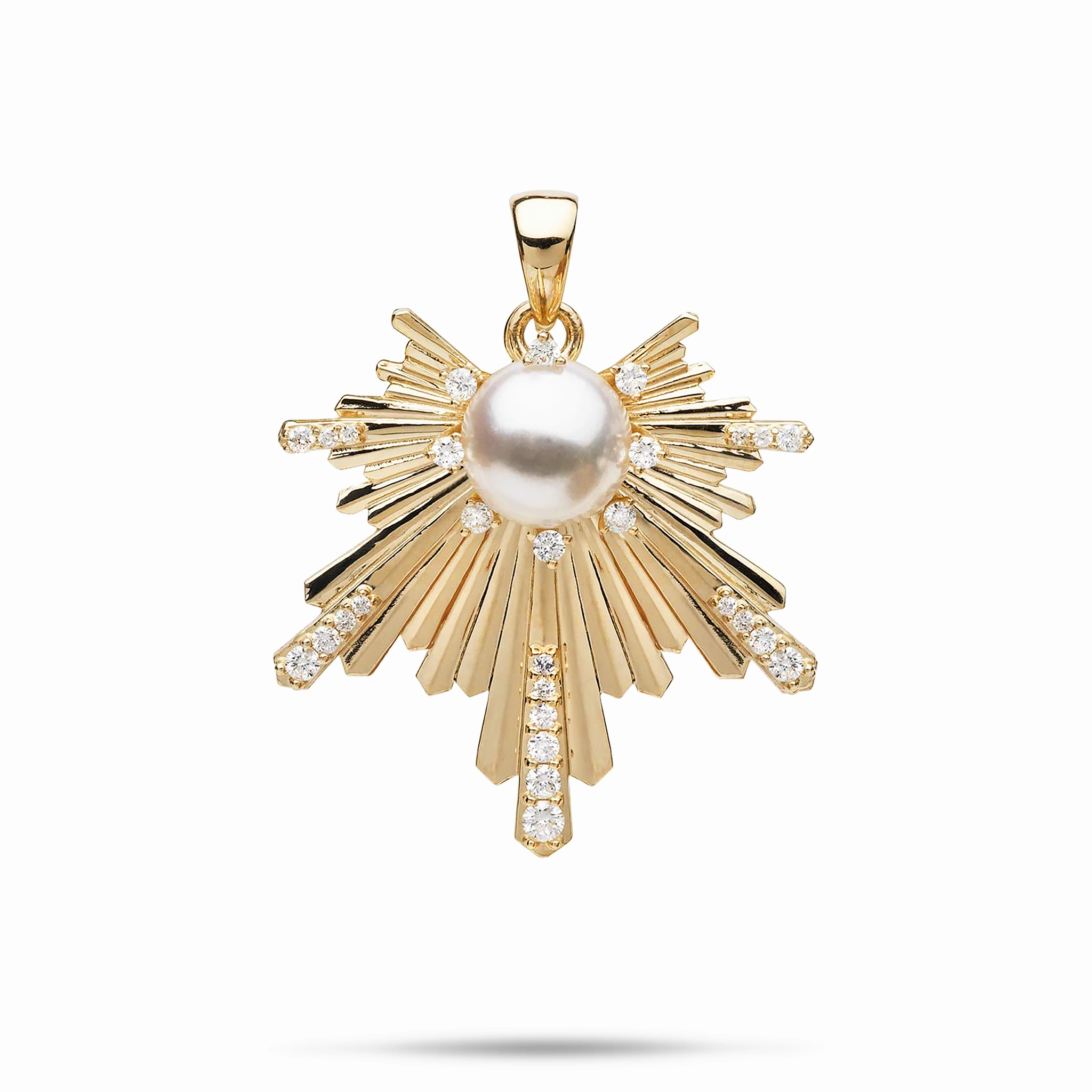Contemporary Item Active Teen E Ho???la Akoya White Pearl Pendant in Gold with Diamonds - 27mm