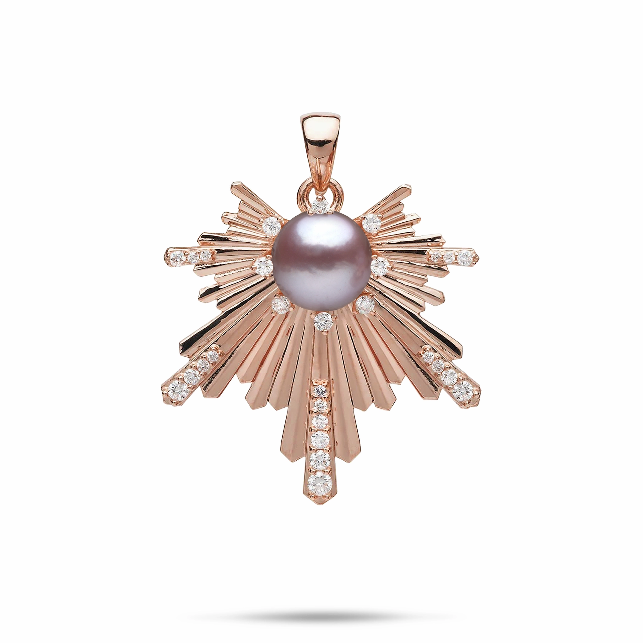 Gift For Her Classic Outfit E Ho???la Lavender Freshwater Pearl Pendant in Rose Gold with Diamonds - 27mm