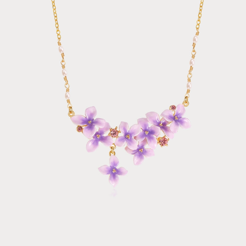 Early Lilac Enamel Necklace Dazzling Shine