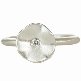 Silk Finish Graceful Craft Seed Ring in Silver   Diamond