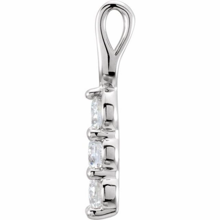 Platinum 1/4 CTW Natural Diamond Three-Stone Pendant Sleek Detail