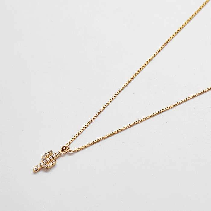 Gold Cactus Pave Necklace Elegant Evening Jewelry