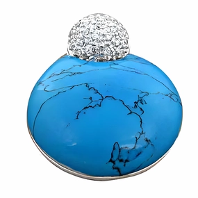 Stunning Cubic Zirconia & Turquoise Gemstone Silver Pendant - Hot Jewelry Trend Comfort Wear