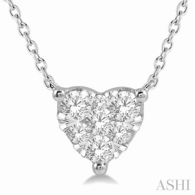 Patterned Item Comfortable Jewelry 1/3 Ctw Lovebright Diamond Heart Pendant With Chain in 14K White Gold