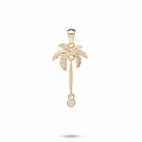 Student Life Distinctive Piece Paradise Palms - Palm Tree Pendant in Gold with Diamonds - 24mm
