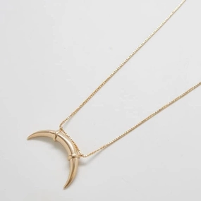 Gold Double Horn Necklace Delicate Piece Comfortable item