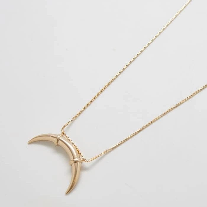 Gold Double Horn Necklace Delicate Piece Comfortable item