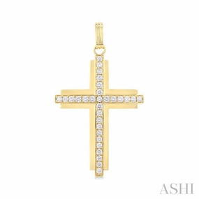 Trendy Jewelry 2 Ctw Round Cut Diamond Cross Pendant in 14K Yellow Gold