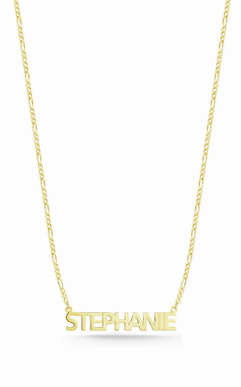 Delicate Finish Solid Nameplate Pendant Necklace