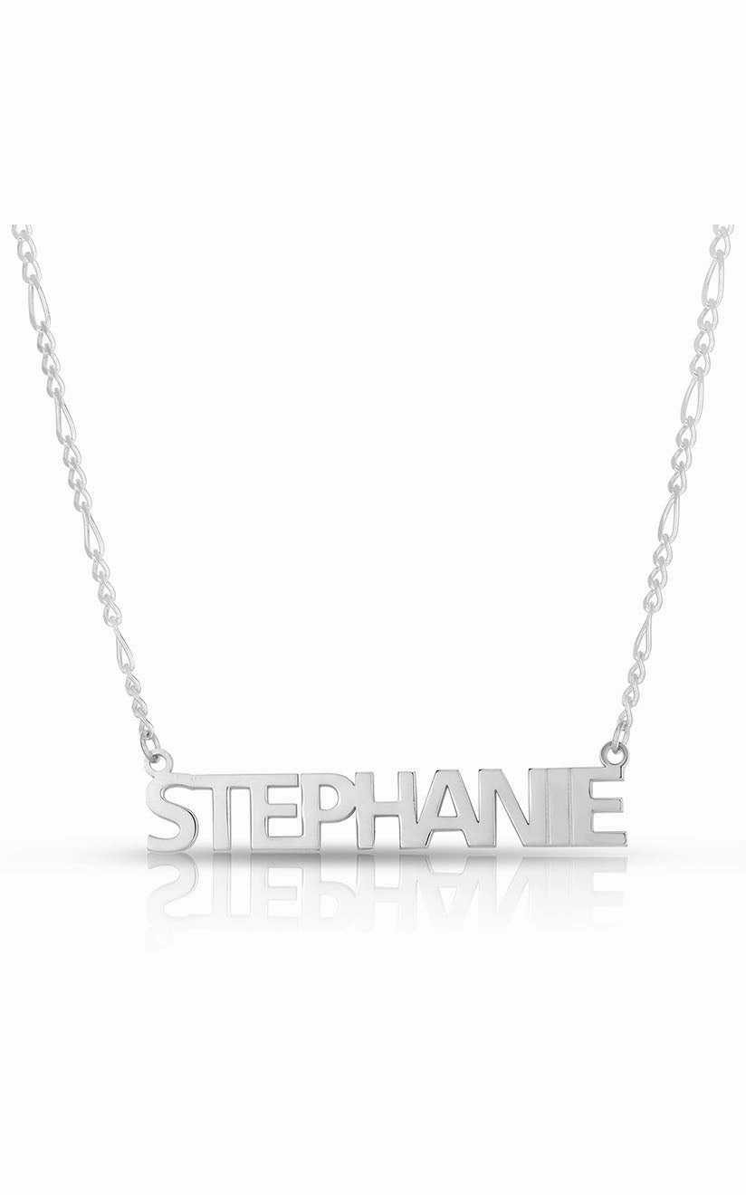 Natural Sparkle Artisan Touch Solid Nameplate Pendant Necklace