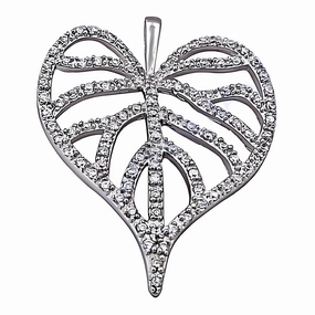 Trendy Choice Bright Mood Leaf Style Cubic Zirconia Gemstone Silver Pendant - Elegant Jewelry