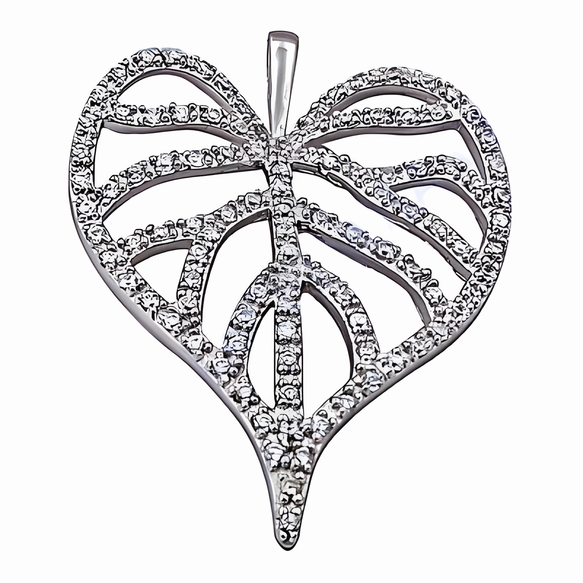Trendy Choice Bright Mood Leaf Style Cubic Zirconia Gemstone Silver Pendant - Elegant Jewelry