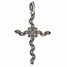 Warm Style Elegant Cross Gold Plated Silver Pendant with Cubic Zirconia - Perfect Gift