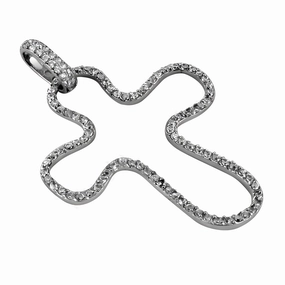 Social Media Item for yoga Elegant Cross Style Cubic Zirconia Gemstone Silver Pendant