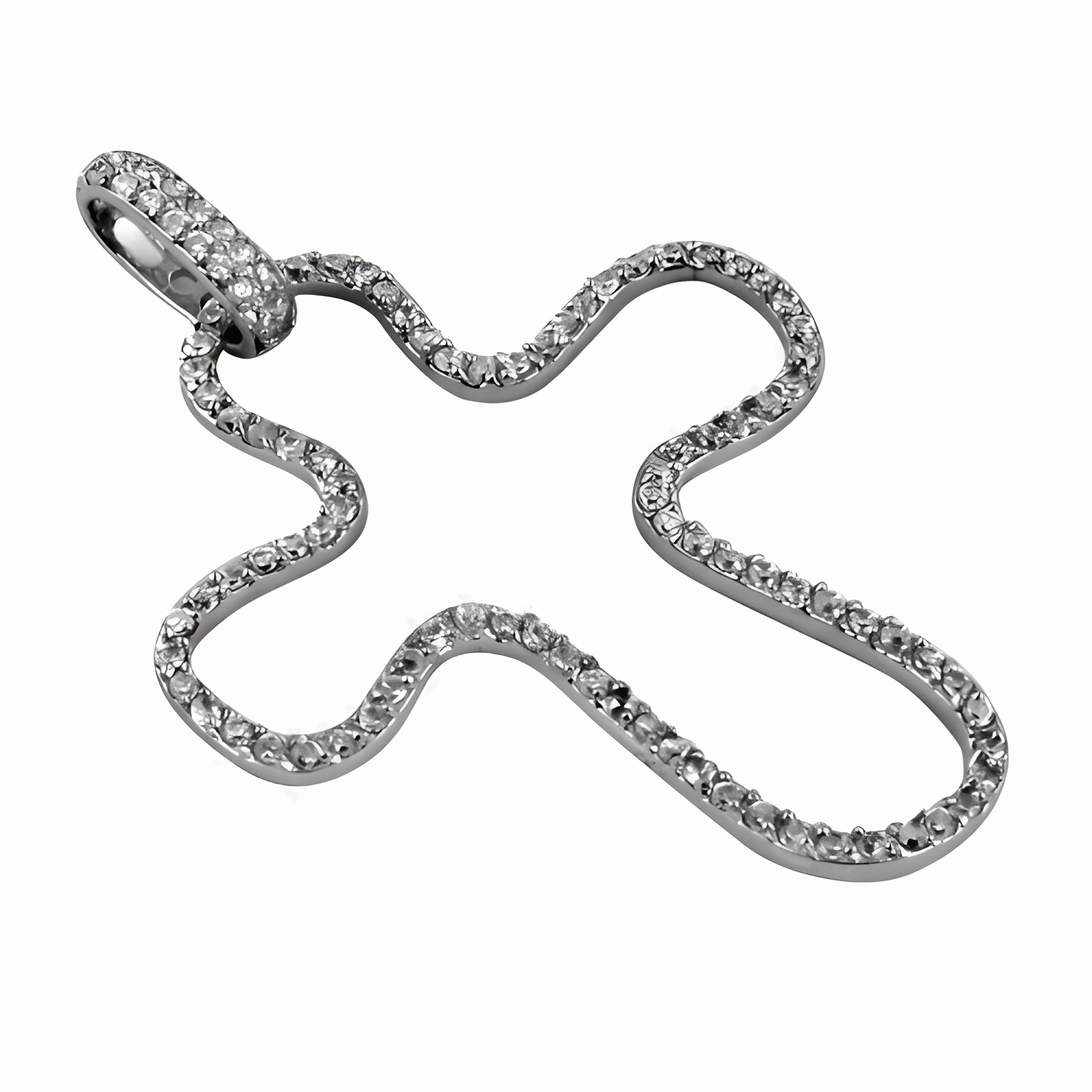 Social Media Item for yoga Elegant Cross Style Cubic Zirconia Gemstone Silver Pendant