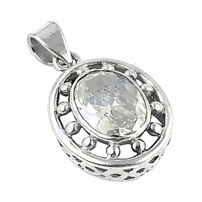 Beaded Adornment Presenting Adornment Elegant Cubic Zirconia Gemstone Silver Pendant Charm Design