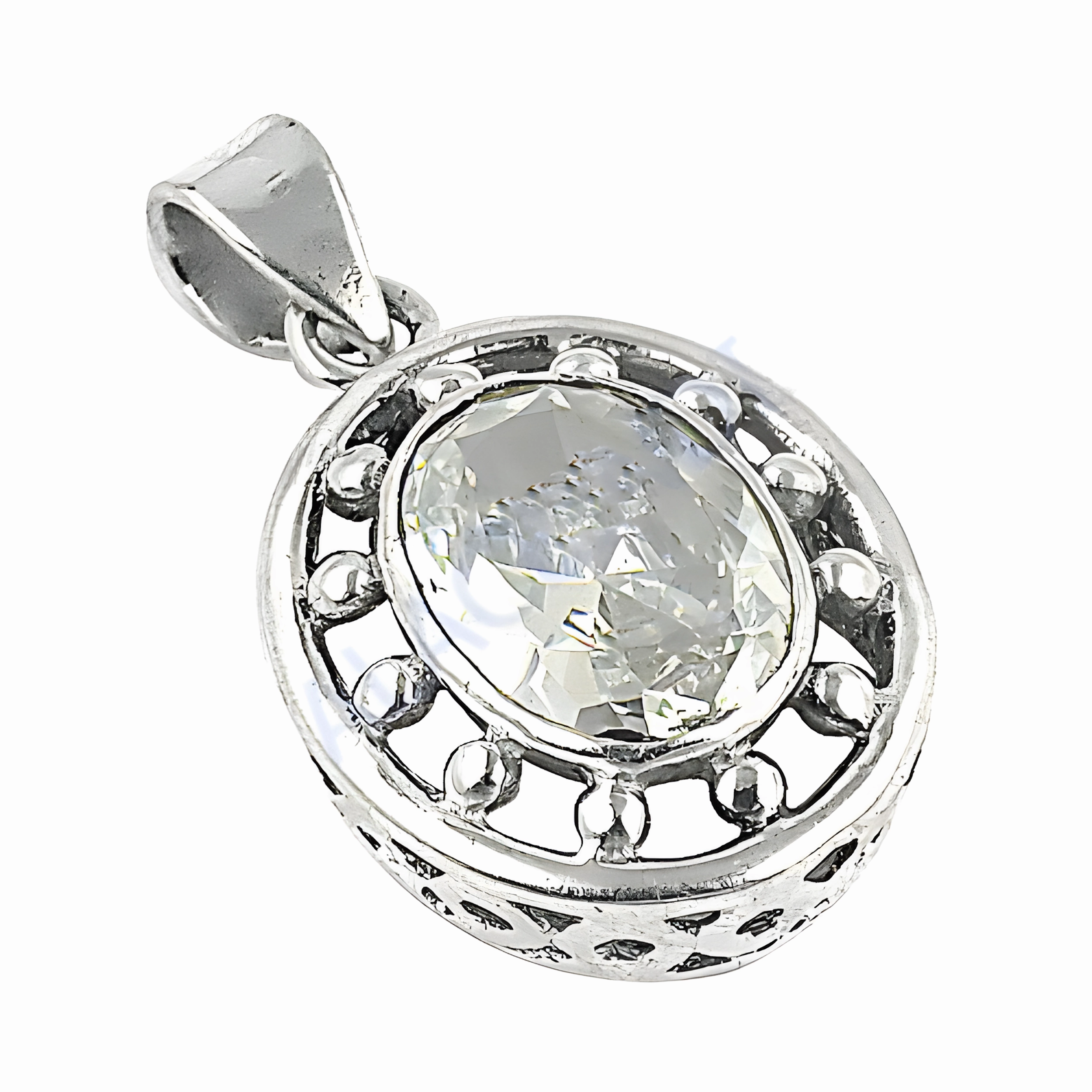 Beaded Adornment Presenting Adornment Elegant Cubic Zirconia Gemstone Silver Pendant Charm Design