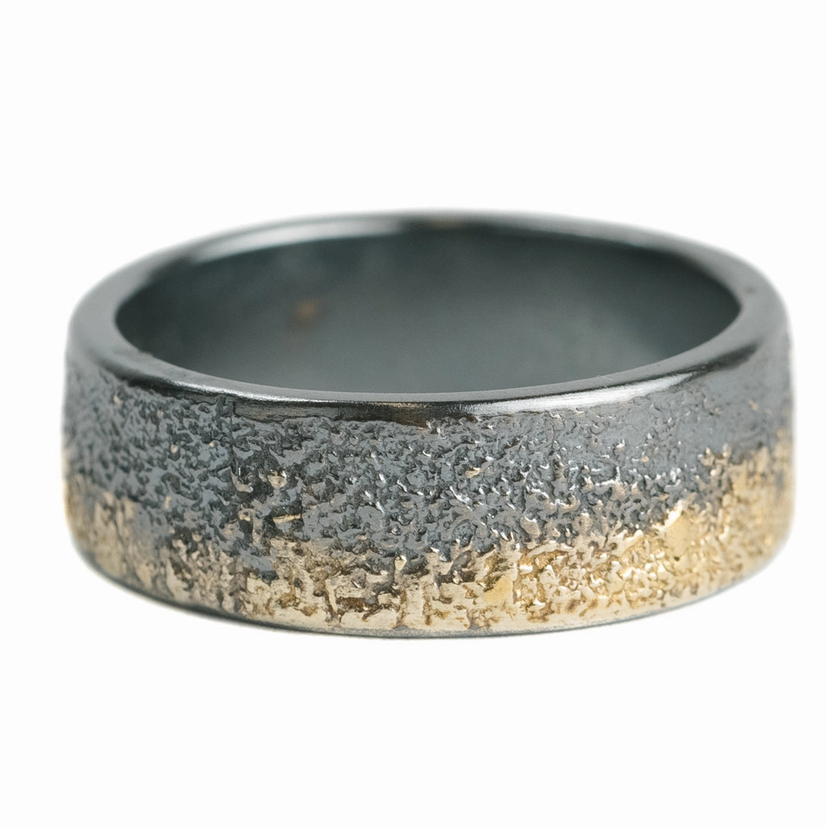 Fashion Glow Dusted Slice Ring - 22k Gold, Oxidized Argentium Silver