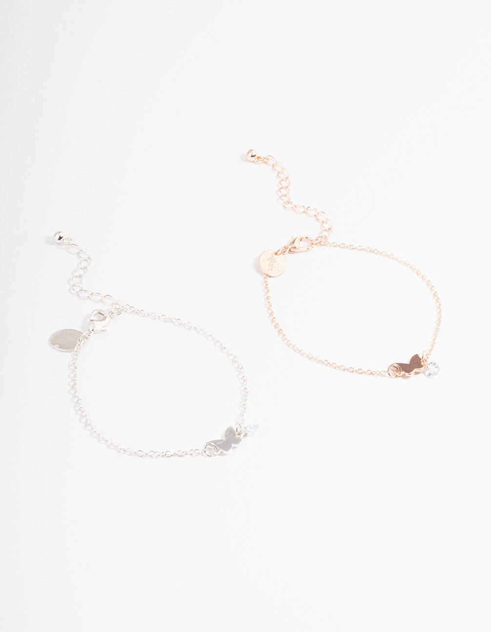 Elegant Embellishments Shiny Glam Mixed Metal Cubic Zirconia Butterfly Bracelet Pack