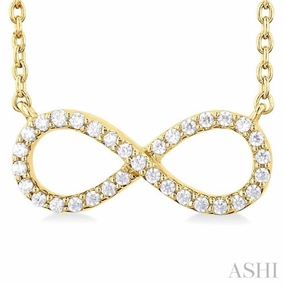 1/10 Ctw Round Cut Diamond Infinity Petite Pendant With Chain in 10K Yellow Gold Modern Youth