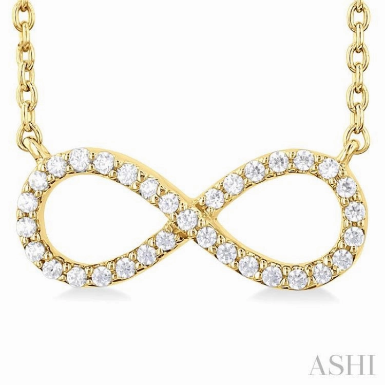1/10 Ctw Round Cut Diamond Infinity Petite Pendant With Chain in 10K Yellow Gold Modern Youth
