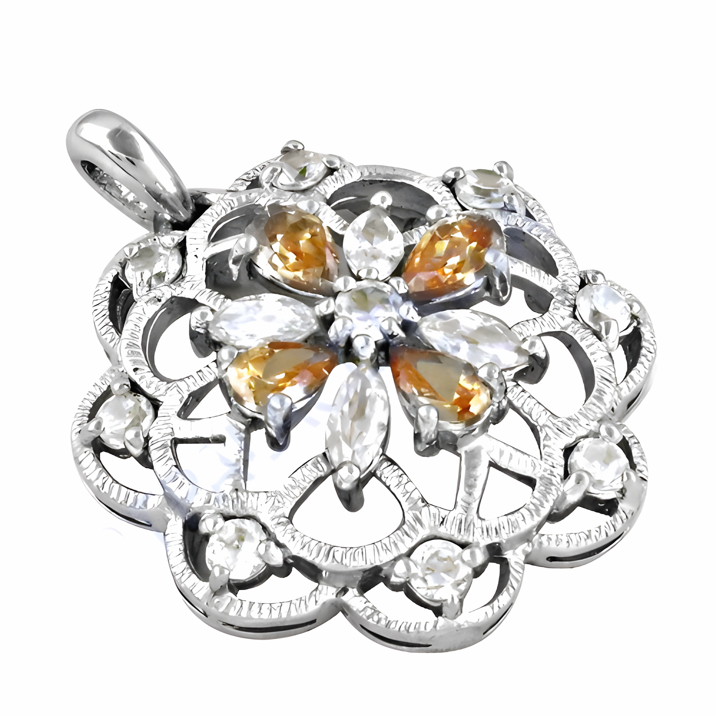 Elegant Feminine Unique Design CZ Pitch Zirconia Silver Pendant Marvelous Design Superior Gift