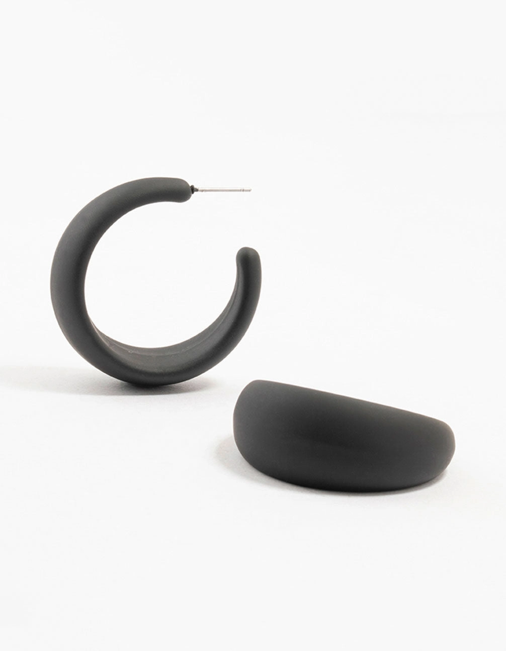 Effortless Layer Black Coated Pointed Wide Hoop Earrings
