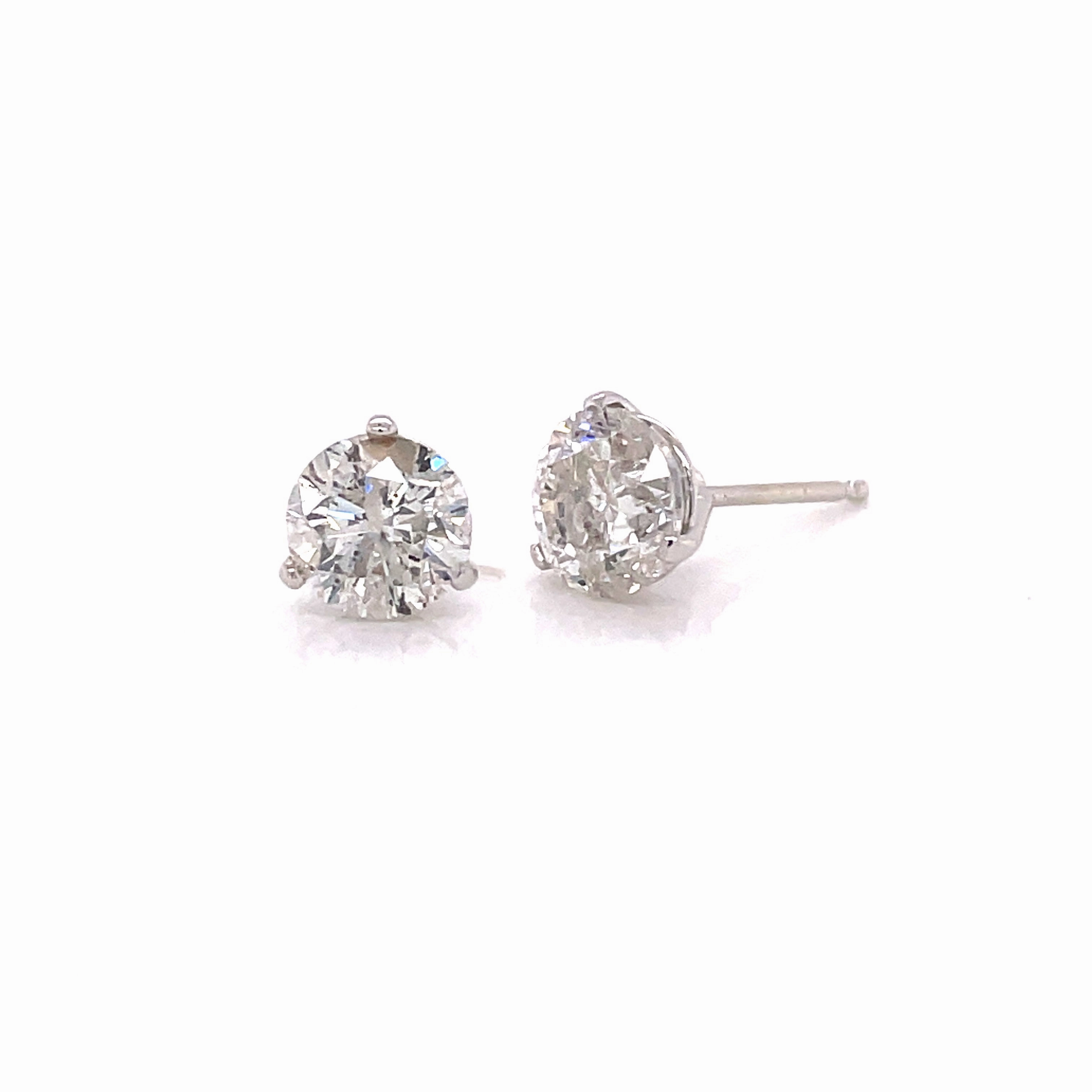 Round Diamonds in Three Prong Martini Earrings, 0.6cttw Modern Appearance Secure Embellishment
