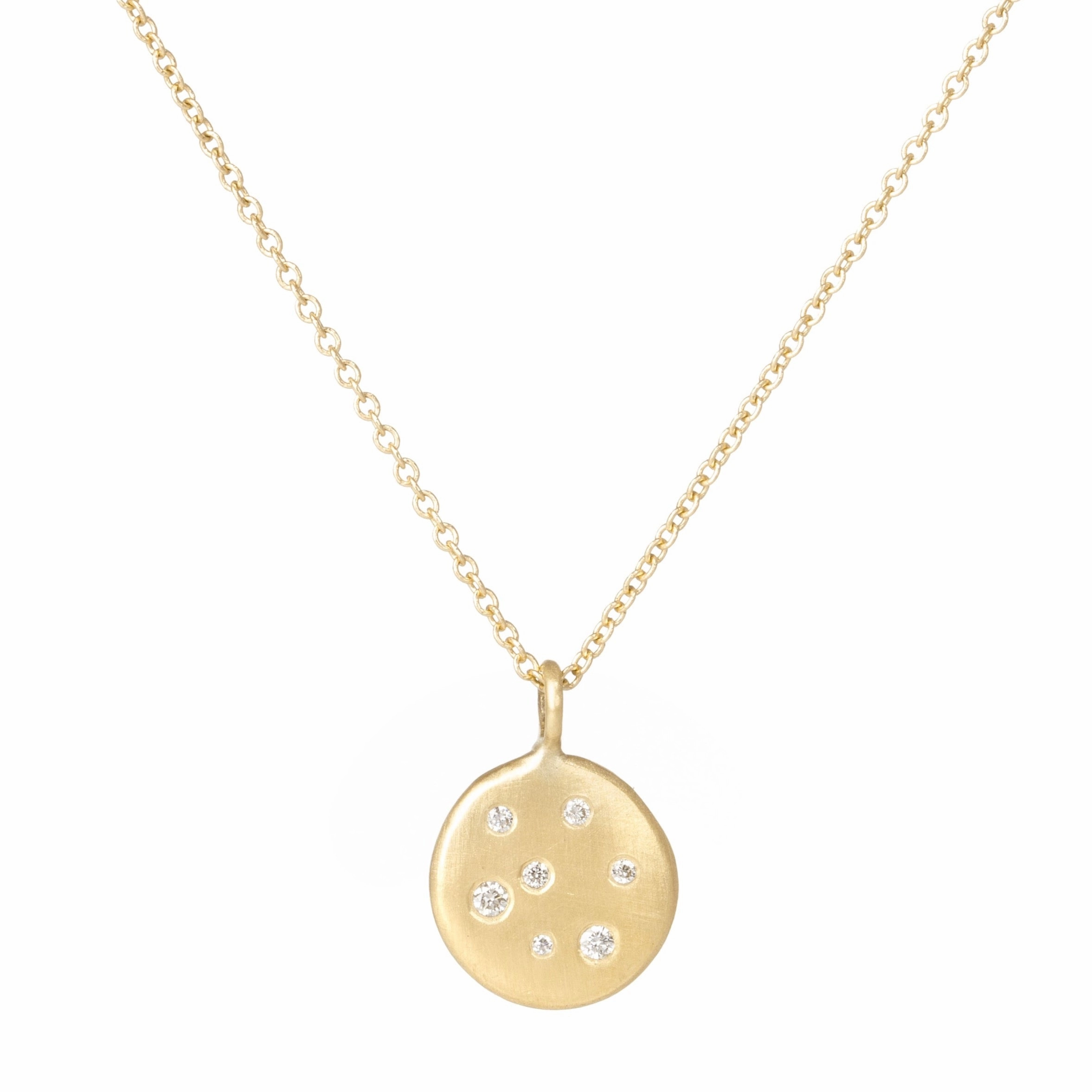 Golden Disc Necklace - 18k gold   Reclaimed Diamonds Finest Highlight Crisp Look