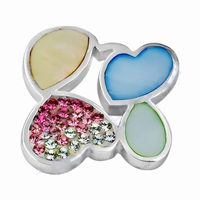 Splendid Gift For Grandpa Elegant Inley Pink & White Cubic Zirconia Gemstone Silver Pendant