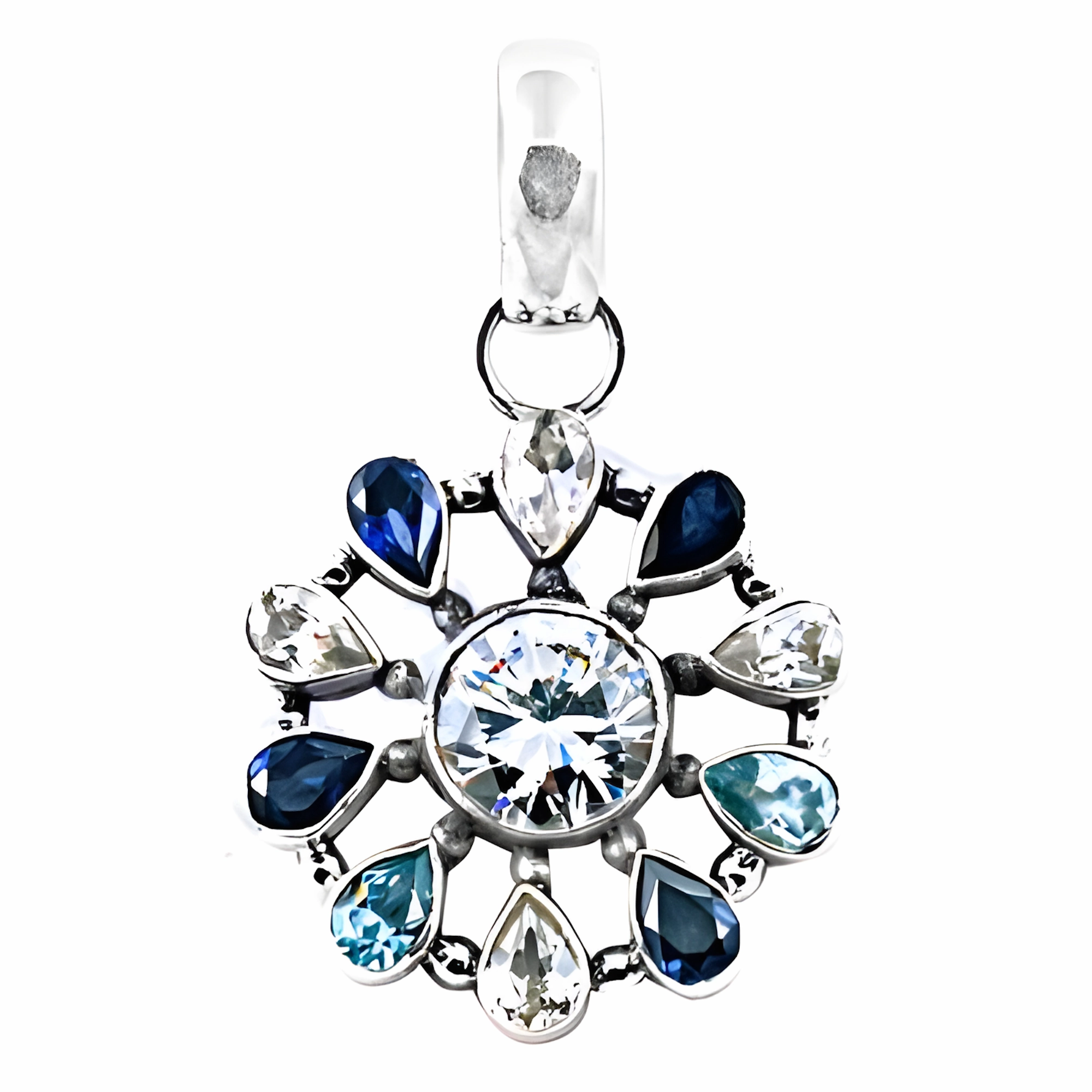 Splendid Design Lightweight Adornment Elegant Multi-Stone Silver Pendant with Classic Cubic Zirconia