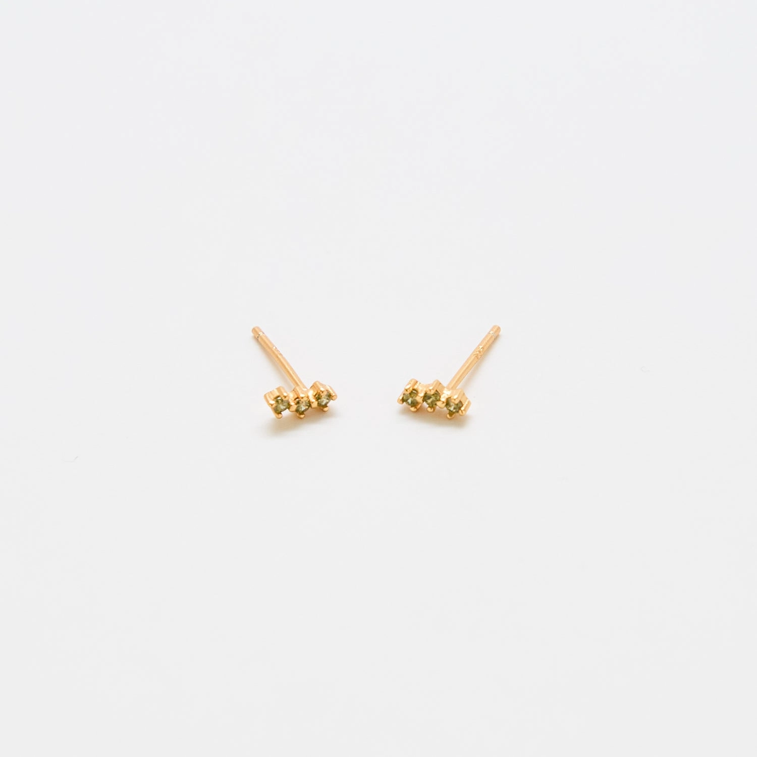 Green Olive Gold Bar Earrings Linear Trinket Classic Embellishment