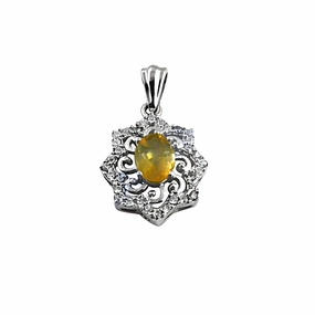 Frequently Used Item Seasonal Wear Adornment Elegant Party Wear Citrine CZ Silver Pendant - Shop Now