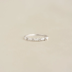 Meaningful Piece Marquise and Round Diamond Ring White Gold - Aurelia