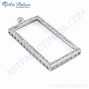 Climate Friendly Accessory Elegant Silver Pendant with Cubic Zirconia - Frame Style Jewelry