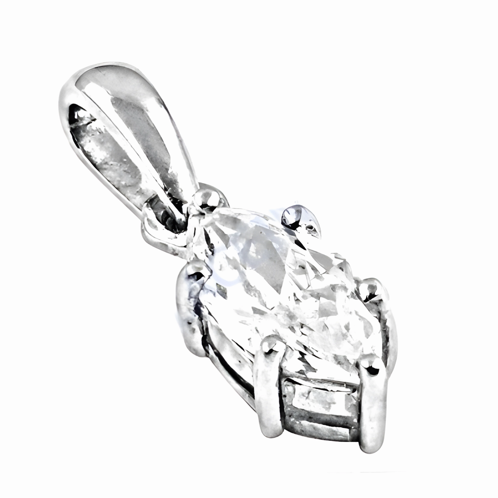 Elegant Silver Pendant with Delicate Cubic Zirconia Gemstone Celebratory Piece Modern Look