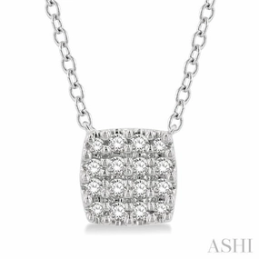 Gleaming Finish 1/8 Ctw Cushion Shape Round Cut Diamond Petite Fashion Pendant With Chain in 10K White Gold