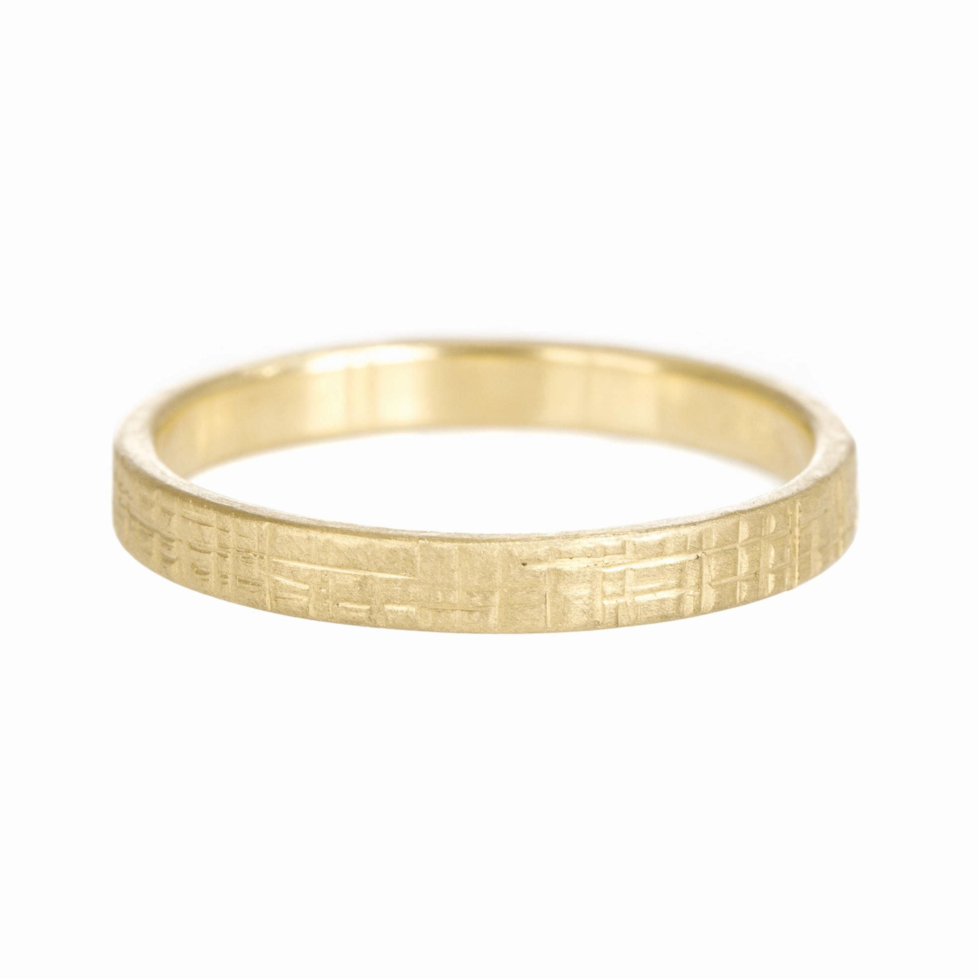 Solid gold, hand forged, crosshatch texture,2.5 mm wide Trendy Gifts Subtle Feature