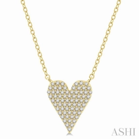 1/4 Ctw Heart Charm Round Cut Diamond Fashion Pendant With Chain in 10K Yellow Gold Indigenous Accessory