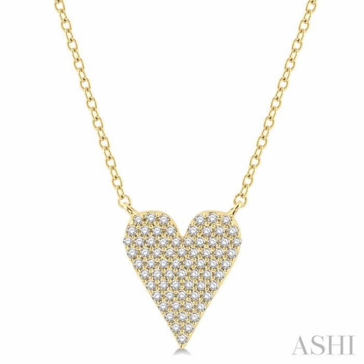 1/4 Ctw Heart Charm Round Cut Diamond Fashion Pendant With Chain in 10K Yellow Gold Indigenous Accessory