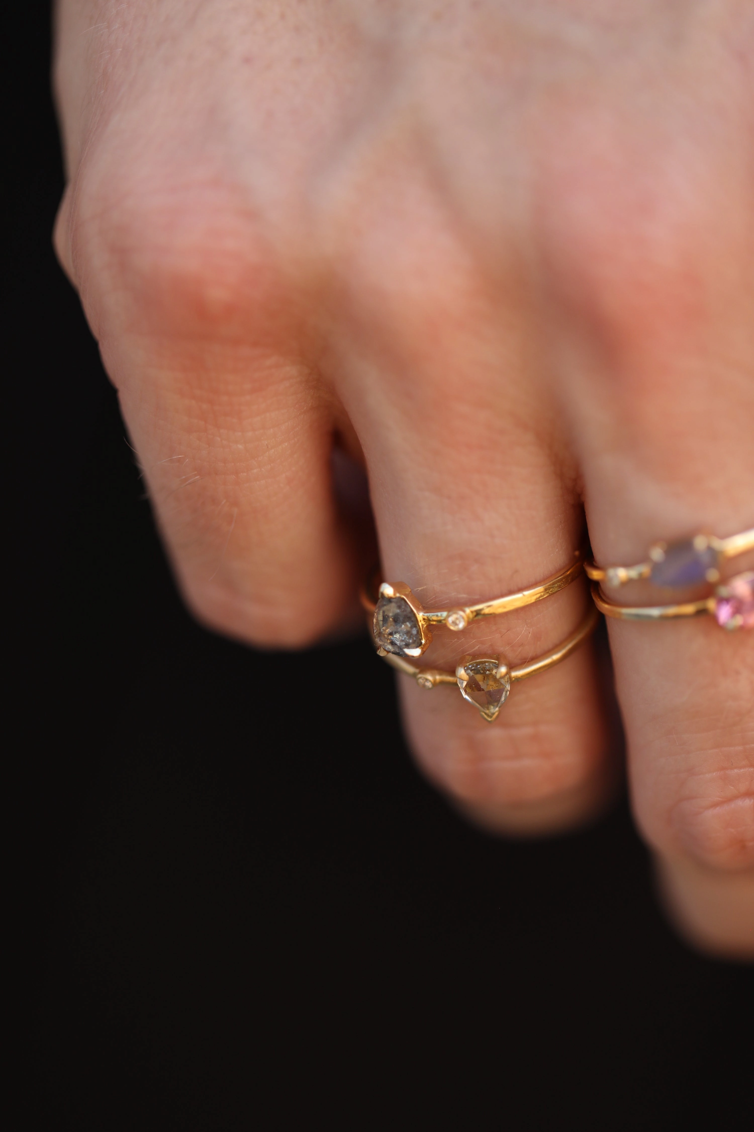 Timeless Gifts Wink Translucent Rose Cut Diamond Ring - 18k Gold