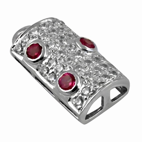 Elegant White & Pink CZ Gemstone Silver Pendant for Party Wear Retro Detail Fall Item