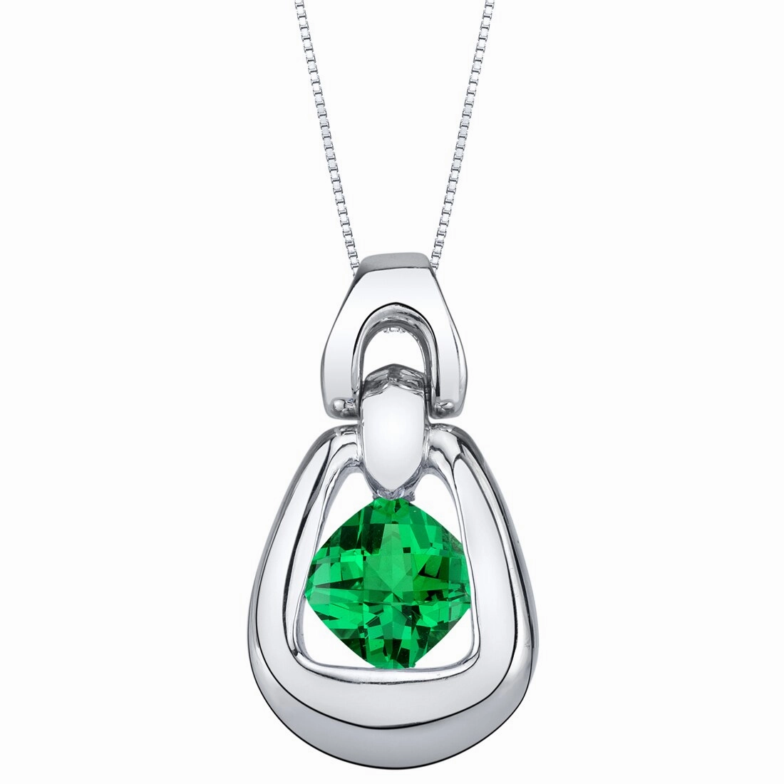 Marvelous Adornment Glam Gift Emerald Pendant Sterling Silver Cushion Cut 1 Carat