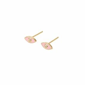Durable Finish Enamel Evil Eye Pink Studs